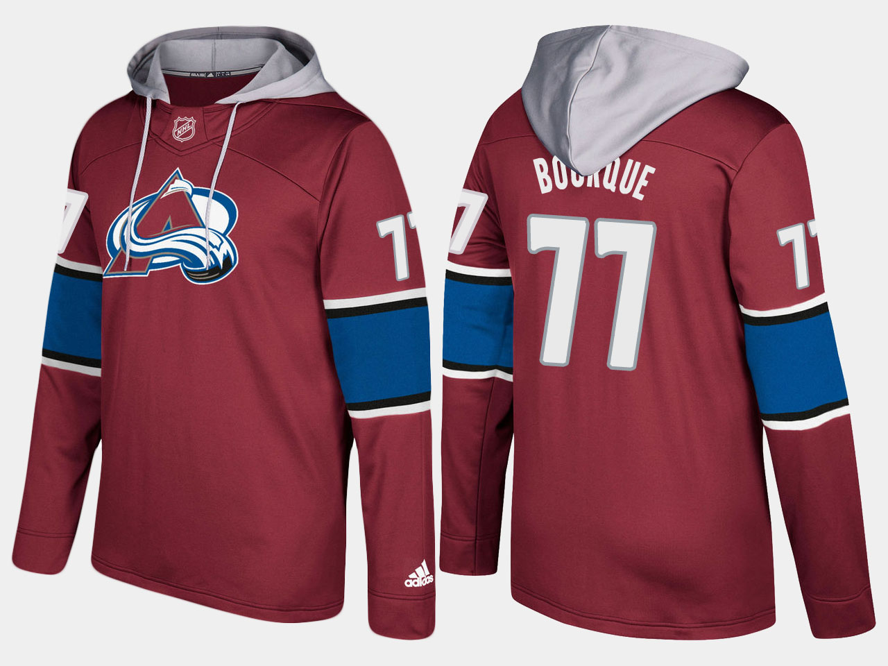Men NHL Colorado avalanche retired 77 ray bourque burgundy hoodie